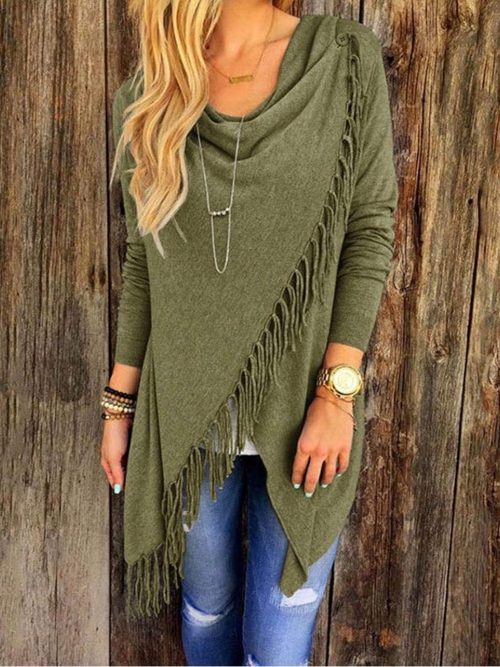 FRINGE WRAP CARDIGAN Sweater In style Large